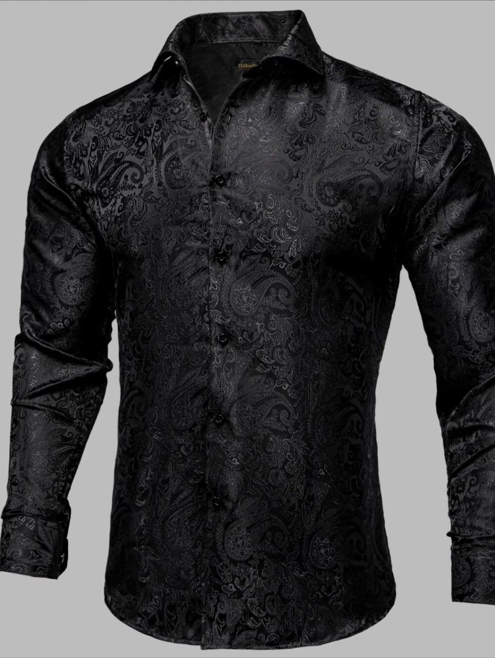 Men's Black Paisley Dress Shirt • Formal Wedding Party Button Down